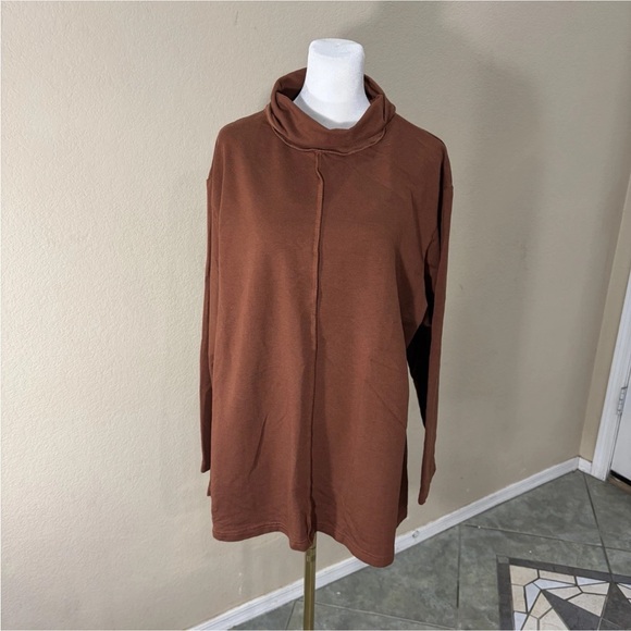bryn Walker Tops - Bryn Walker Tunic Brown Sweater Top L Oversize Bamboo Organic Cotton Lagenlook